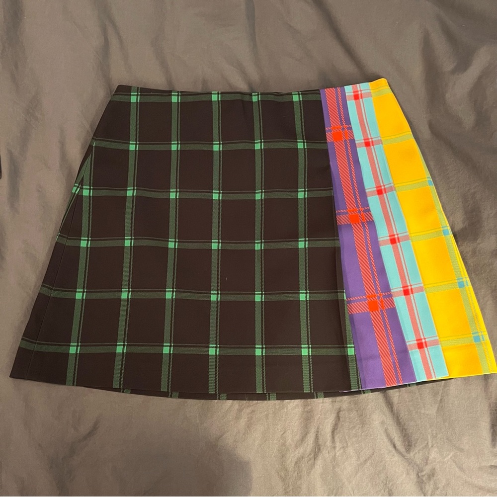 Alice + Olivia Pleated Plaid Mini Skirt